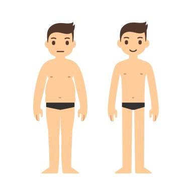Man overweight and slim clipart