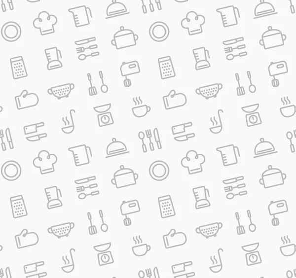 Seamless pattern of kitchen utensil and cooking — 图库矢量图片