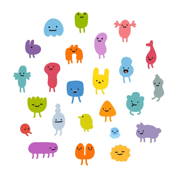 Set of cute little cartoon monsters — Stock Vector