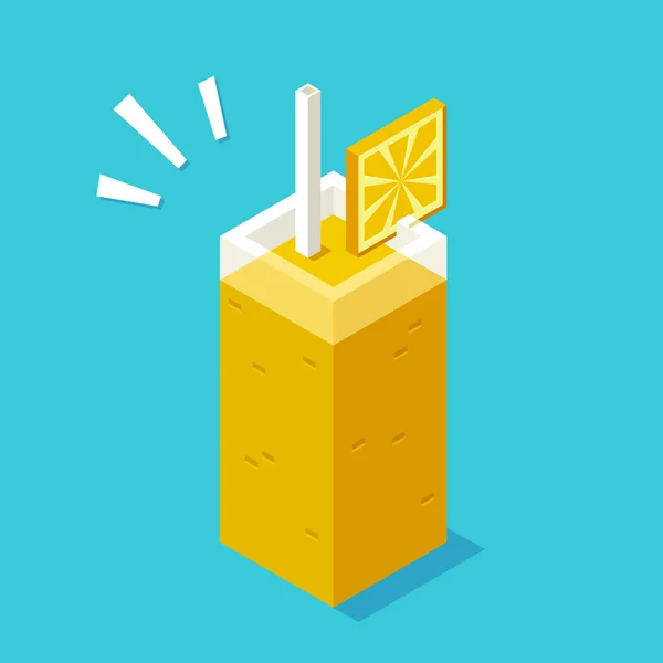 Stylized isometric glass of juice or smoothie — 图库矢量图片