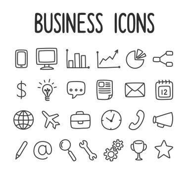 Set of business and communication line icons