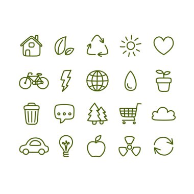 doodle style ecology themed icons clipart