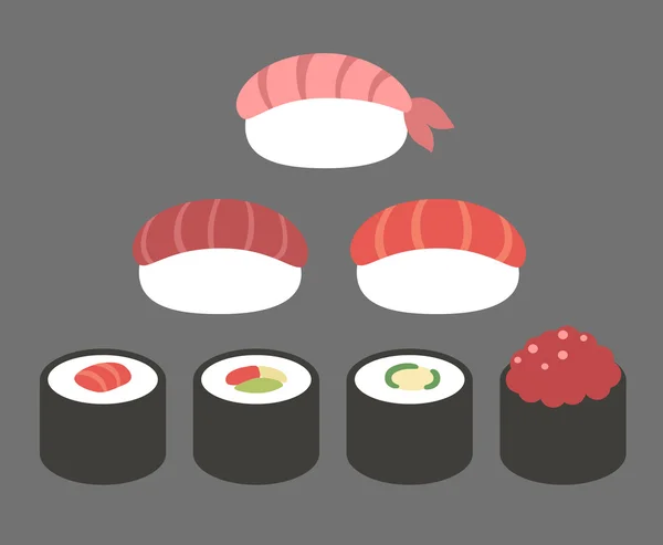 Semplici icone di sushi — Vettoriale Stock