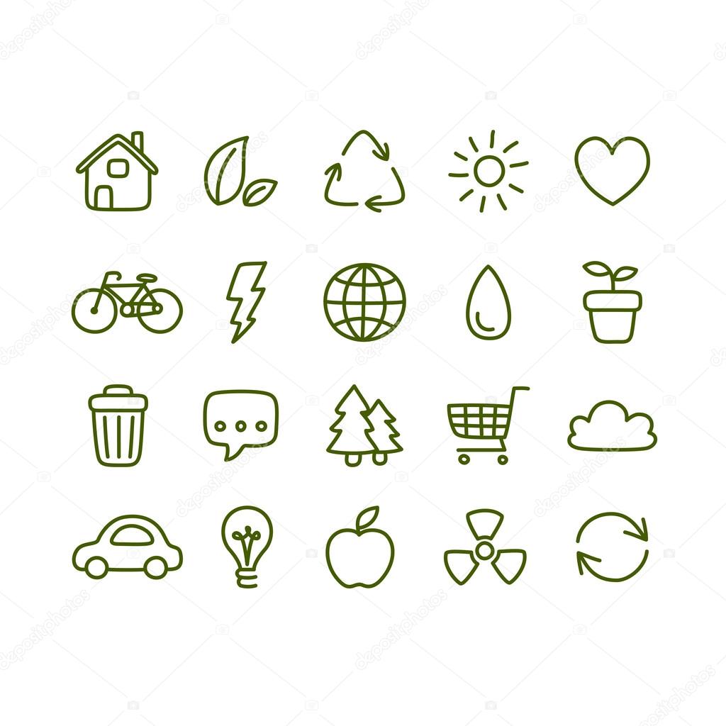 doodle style ecology themed icons