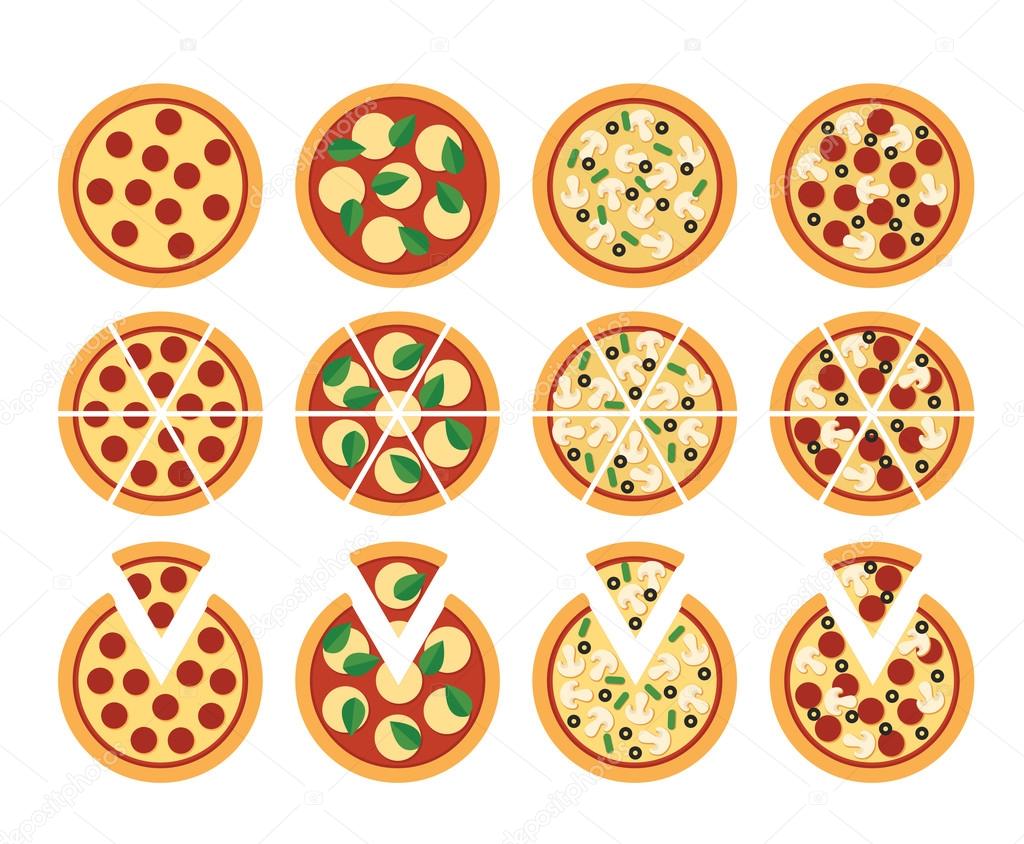 Set of flat pizza icons