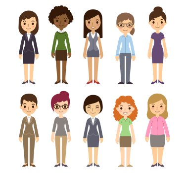 Set of diverse businesswomen