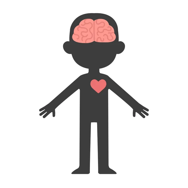 Dibujos animados cerebro humano y corazón — Vector de stock