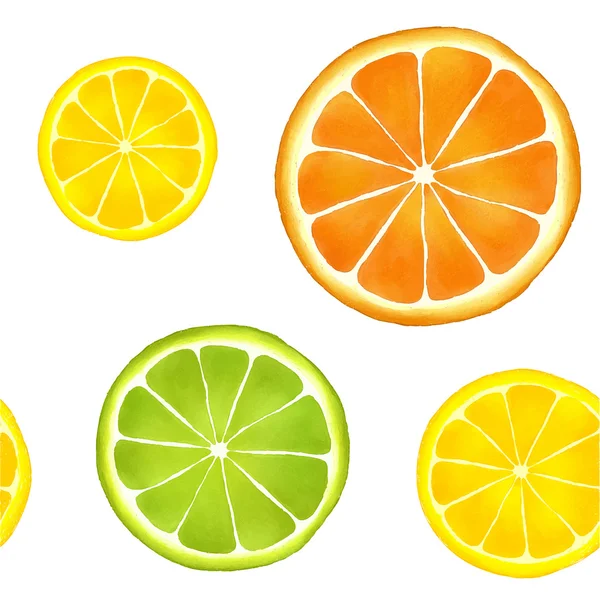 Aquarel citrusvruchten patroon — Stockvector