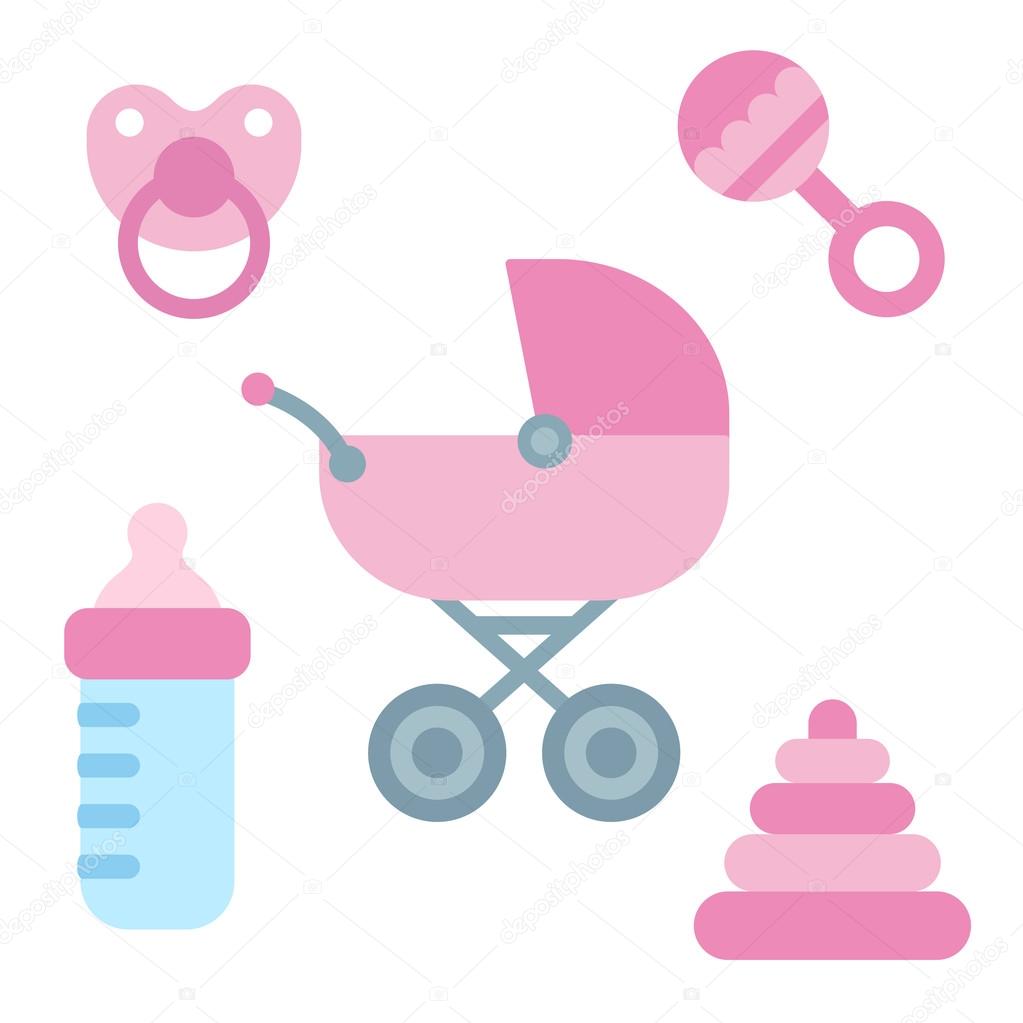 Download Newborn baby items — Stock Vector © Sudowoodo #78728302