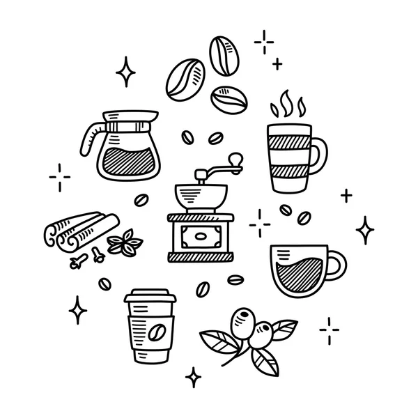 Coffee doodles — Stock Vector