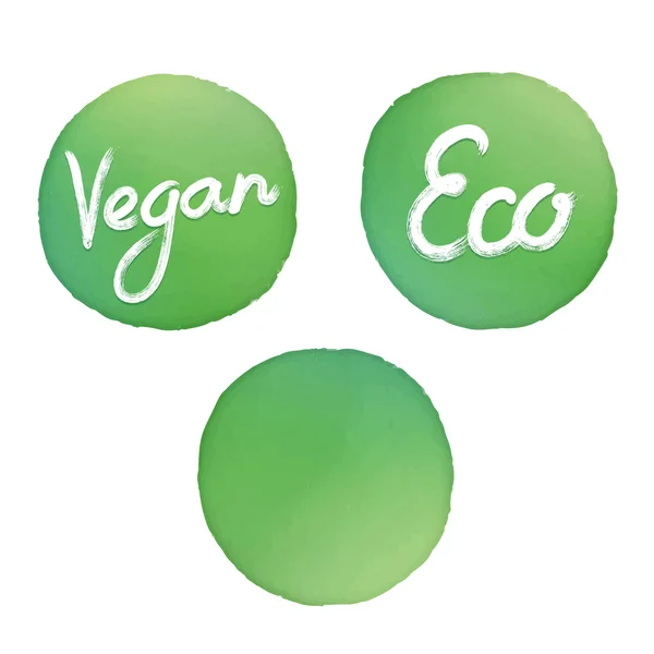 Vegano y Eco Círculos de acuarela — Vector de stock