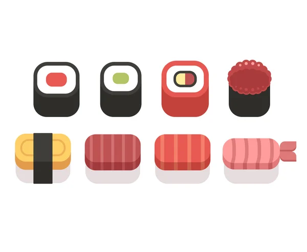 Reihe von Sushi-Ikonen, — Stockvektor