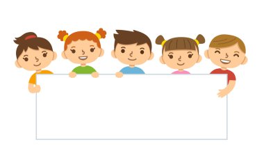 Afiş tutarak çizgi film çocuk