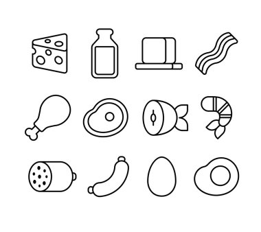 Et ve süt satır simgeler