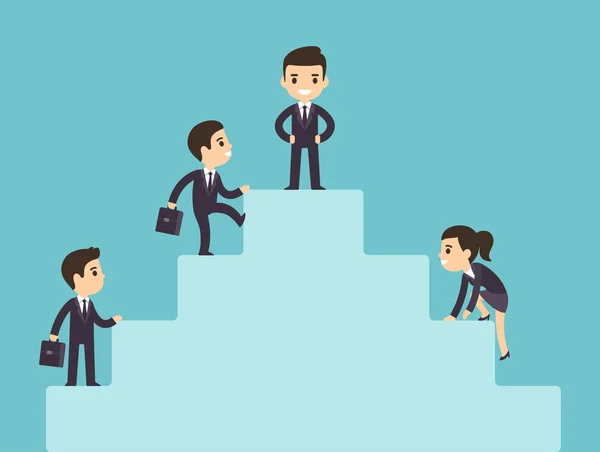 Les gens d'affaires grimpent échelle d'entreprise — Image vectorielle
