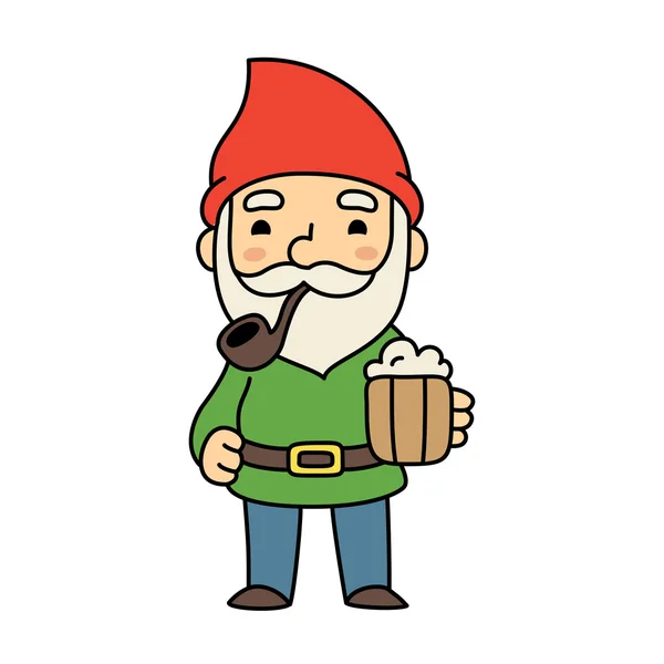 Cute old cartoon gnome — Stock Vector