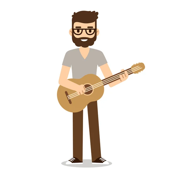 Flat cartoon guitarist — Stock Vector