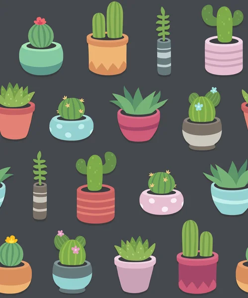 Cactus y plantas suculentas patrón sin costura — Vector de stock