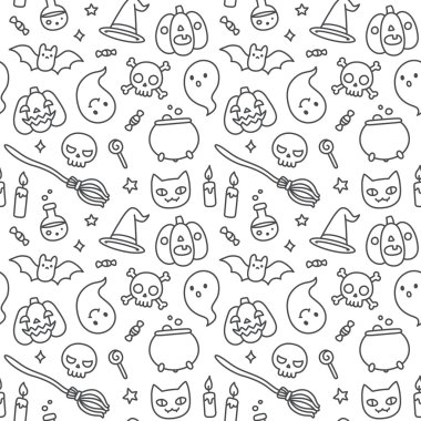 Cadılar Bayramı doodle seamless modeli