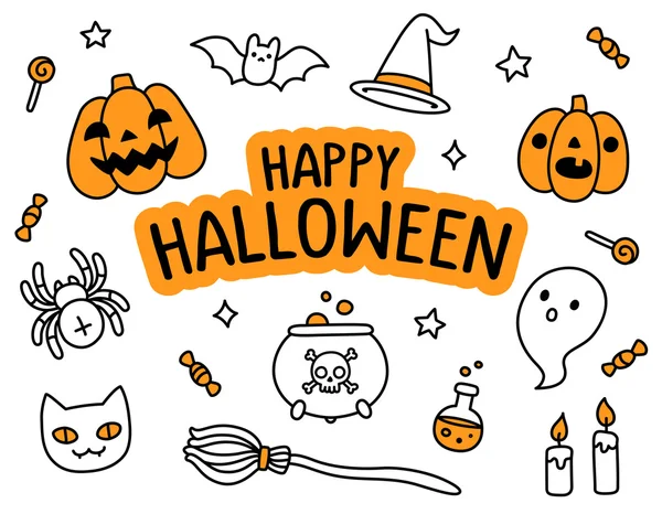 Halloween mano disegnato doodle set — Vettoriale Stock