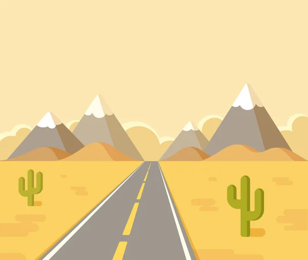 Paysage routier du désert — Image vectorielle