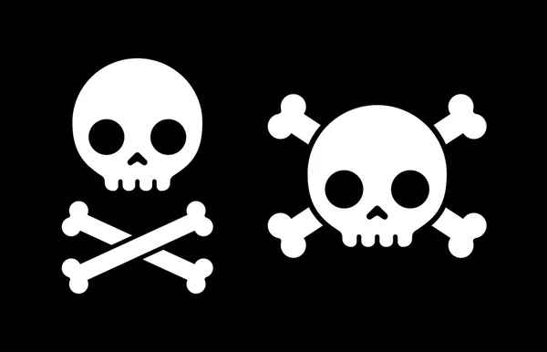 Cráneo y huesos cruzados iconos — Vector de stock