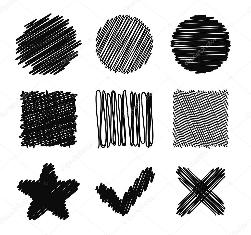 Set of Hand Drawn Scribble Shapes