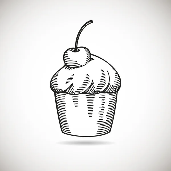 Hand getrokken cupcake schets — Stockvector