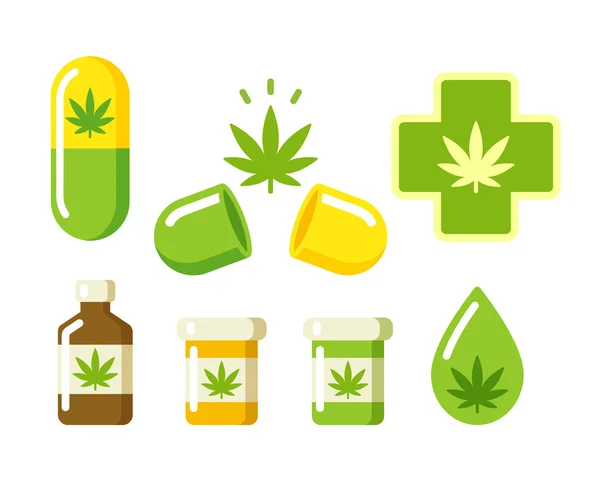 Medische marihuana pictogrammen — Stockvector