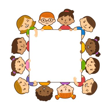 Afiş tutarak çizgi film çocuk