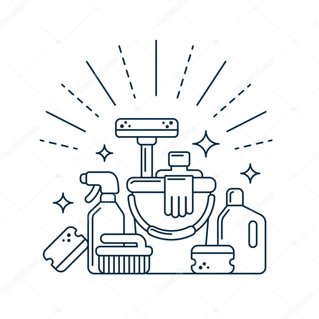 Cleaning supplies line style Stock Vector Image by ©Sudowoodo 86288134