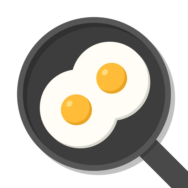 Fried eggs on pan — Stock Vector