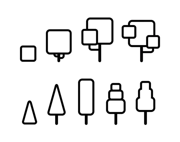 Iconos de línea de árbol — Archivo Imágenes Vectoriales
