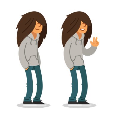 Long haired teen clipart