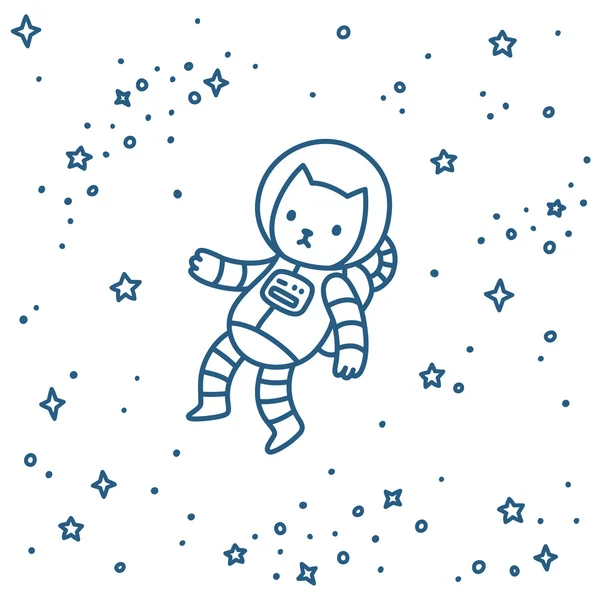 Kucing di ruang angkasa - Stok Vektor