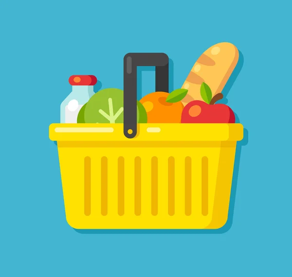 Ilustración cesta supermercado — Vector de stock