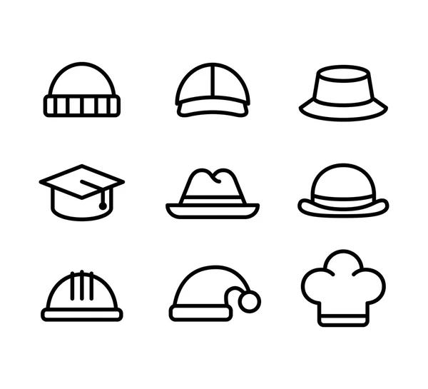 Iconos de línea de sombrero — Vector de stock