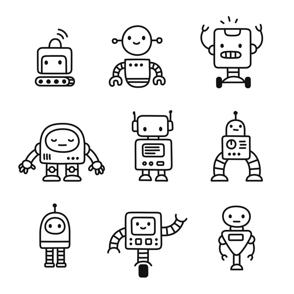 Cute cartoon robots — Stock Vector
