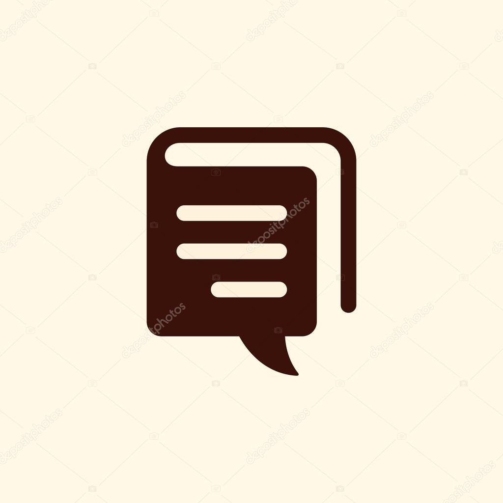 Creative book store logo or icon with stylish negative space speech bubble. Vector illustration.