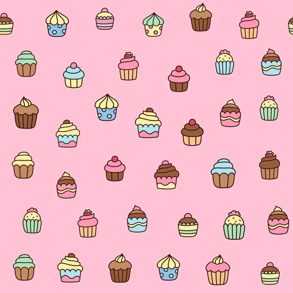 Hand drawn cupcake seamless pattern — Stock Vector