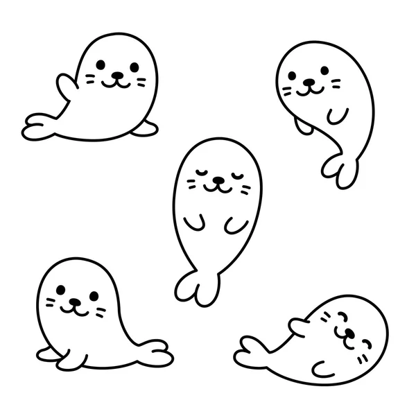 Cute baby seals — Stock Vector