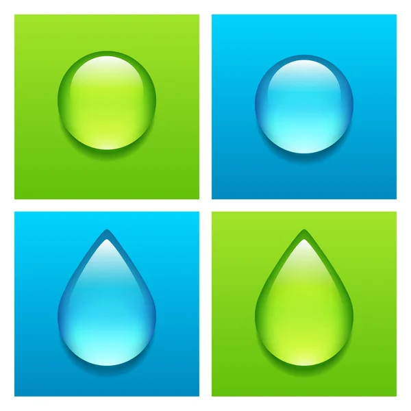 Blaue und grüne Wassertropfen — Stockvektor