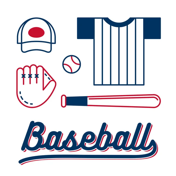 Ensemble d'équipement de baseball — Image vectorielle