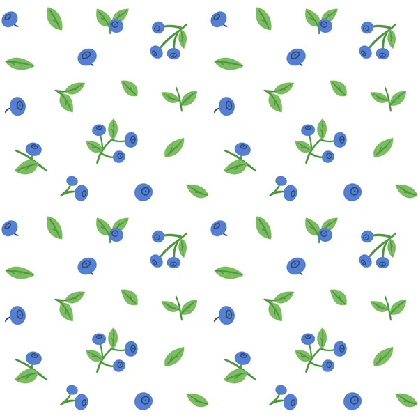 Modèle sans couture avec des bleuets et des feuilles — Image vectorielle