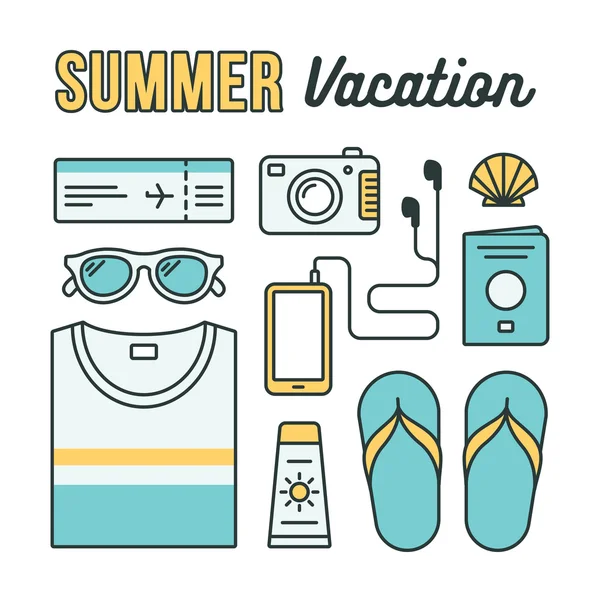 Iconos vacaciones de verano — Vector de stock