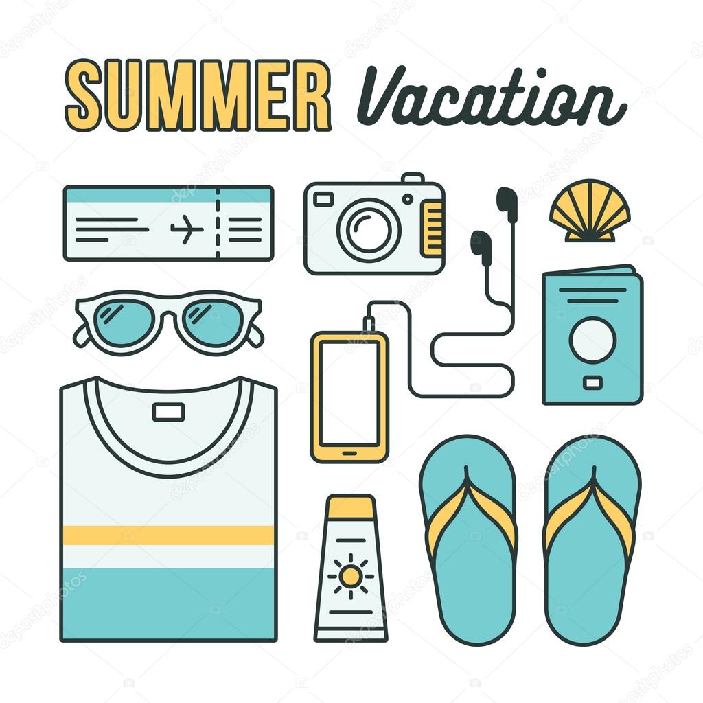 Summer vacation icons