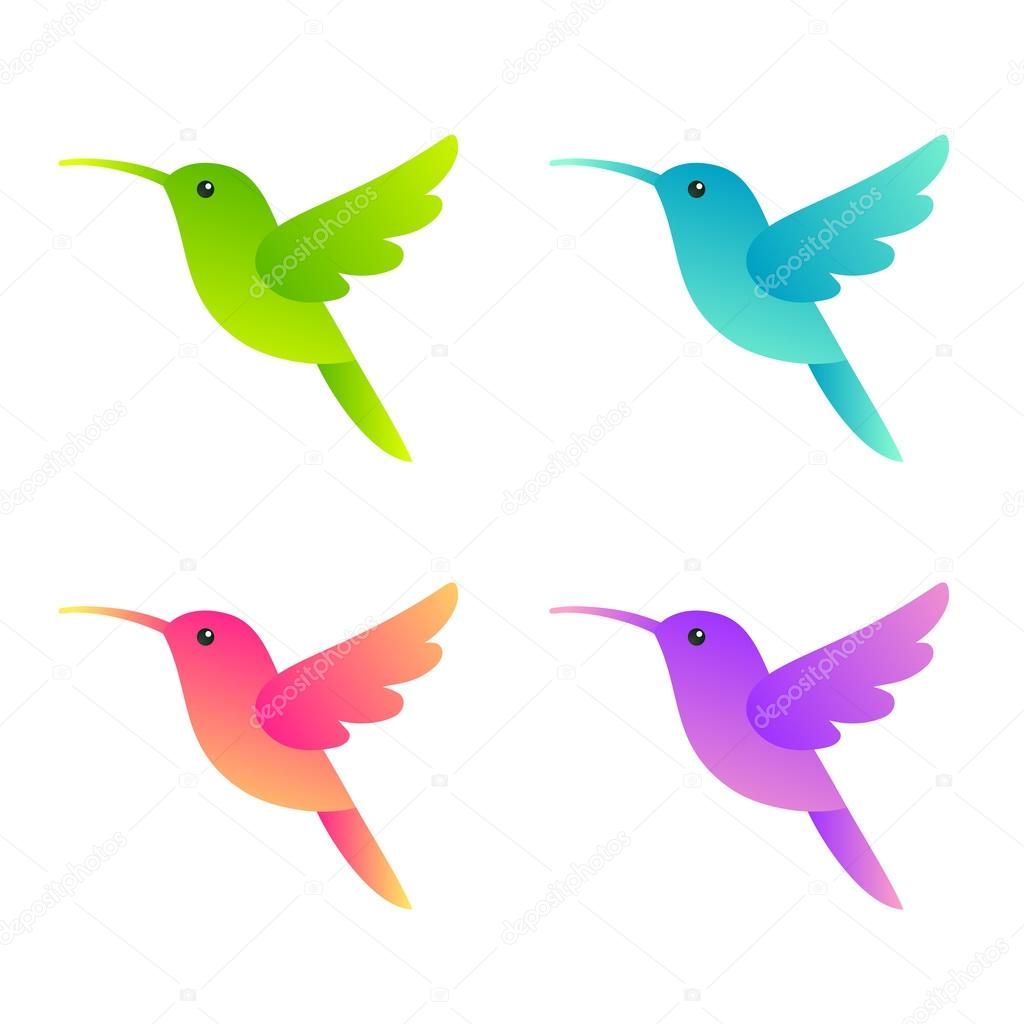Stylized hummingbirds set