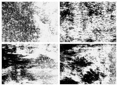 Paslı yüzey dokusu ayarlandı. Siyah beyaz dokular. Paslanmış metalin kaplama dokusu.