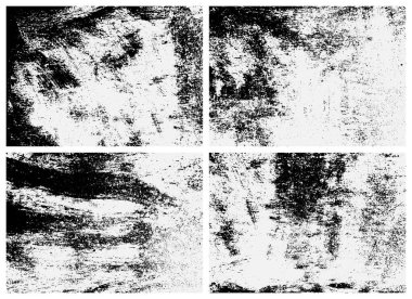 Paslı yüzey dokusu ayarlandı. Siyah beyaz dokular. Paslanmış metalin kaplama dokusu.