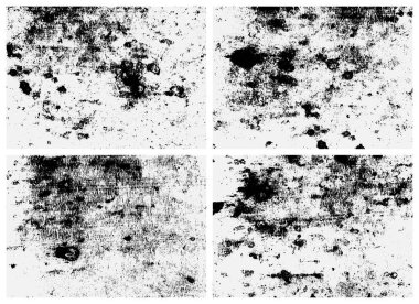 Paslı yüzey dokusu ayarlandı. Siyah beyaz dokular. Paslanmış metalin kaplama dokusu.